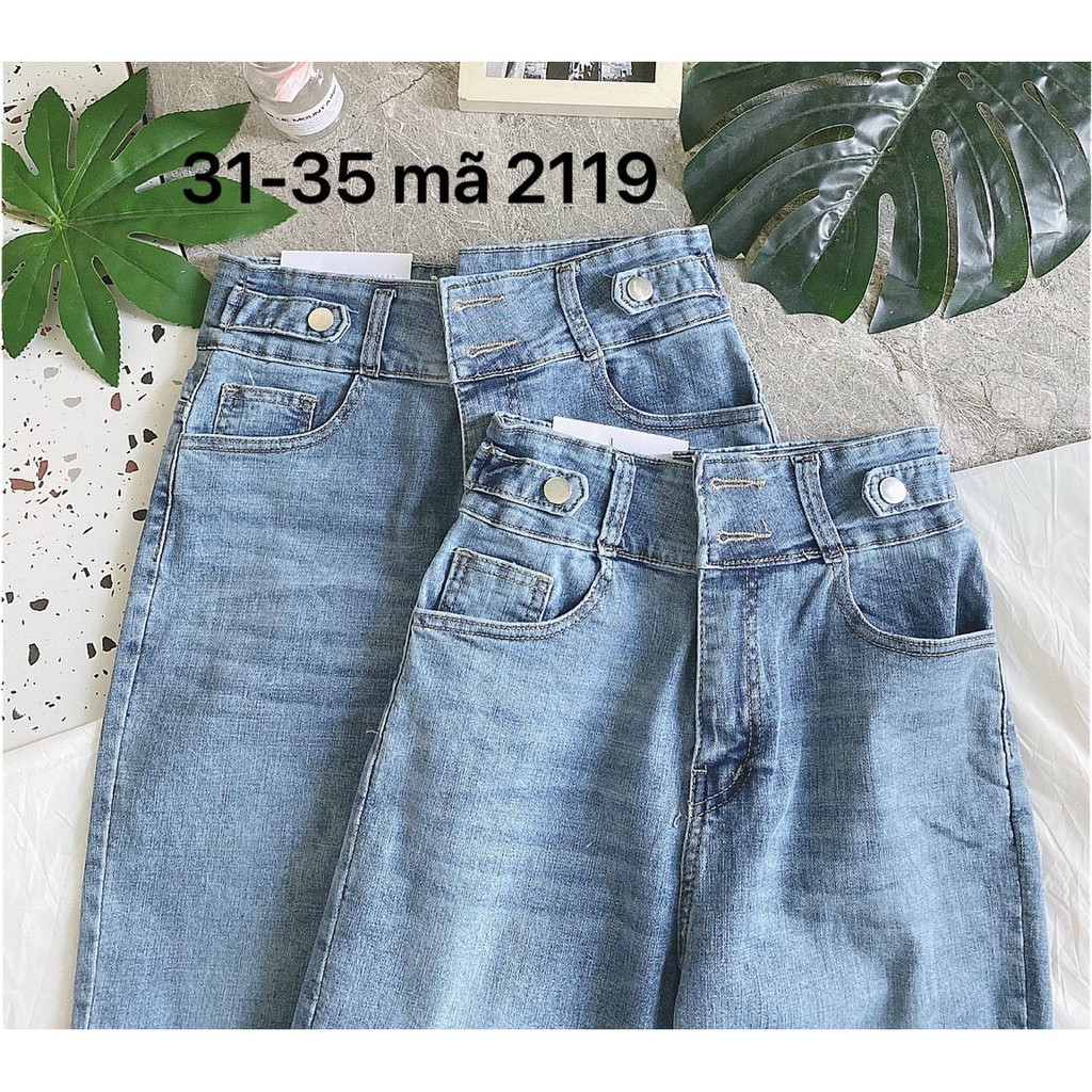 Quần jean nữ lưng cao siêu co giãn kiểu lưng cài 2 nút hàng VNXK thời trang bigsize 2KJean MS2119