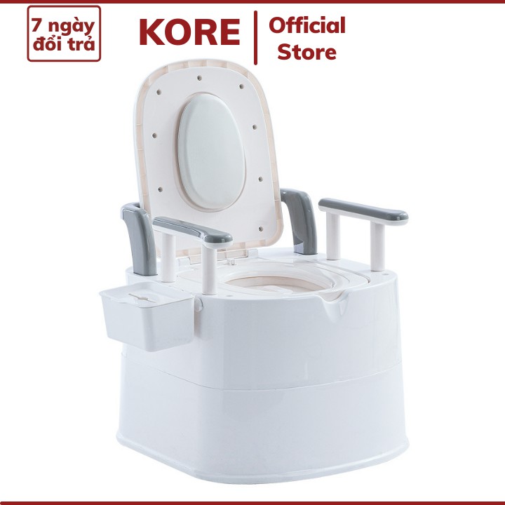 Bồn cầu di động dành cho người già có tay vịn, tựa lưng toilet cao cấp khử mùi