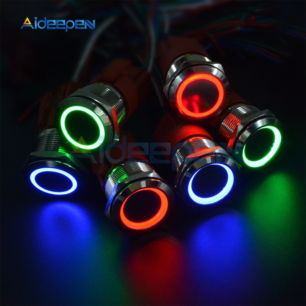 Công Tắc Nhấn Tự Động 16mm 19mm 22mm 250V 5A Cho Đèn LED Xe Hơi 9-24V