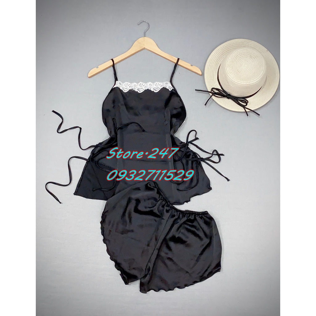 (45KG - 60KG) BỘ SATIN KHÔNG MÚT DỄ THƯƠNG CỘT NƠ 2 BÊN HÔNG MẶC NGỦ SIÊU XINH LUNG LINH, SATIN XỊN MỀM MƯỢT RẤT MÁT | BigBuy360 - bigbuy360.vn