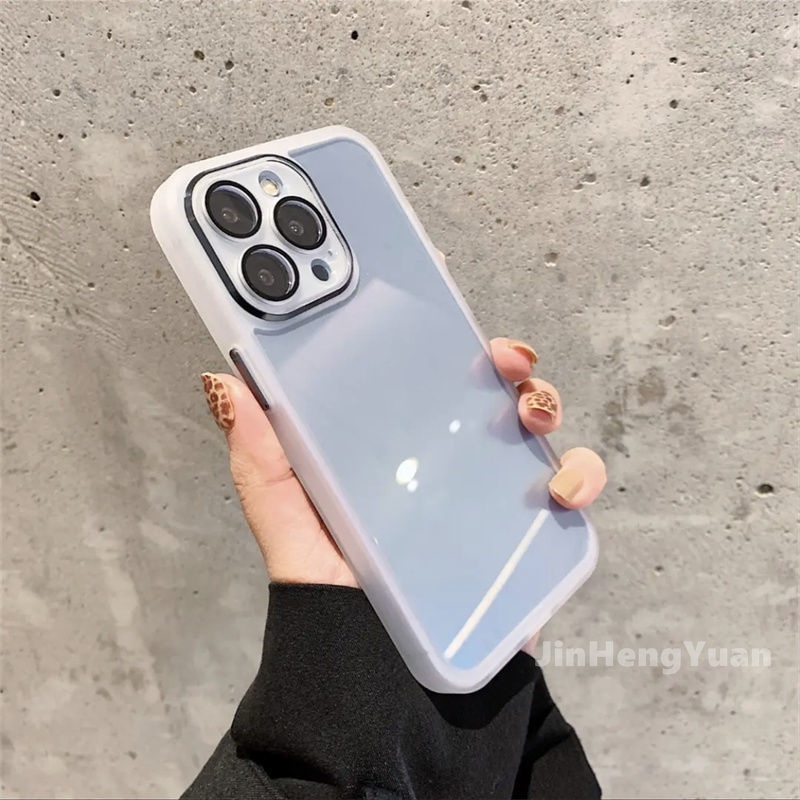 Ốp Điện Thoại Acrylic Trong Suốt Kèm Móc Xỏ Ngón Kim Loại Sang Trọng Cho IPhone 12 13 14 Pro Max