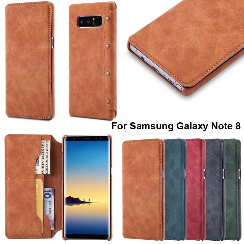 Bao da điện thoại dạng ví mỏng phong cách doanh nhân cho Samsung Galaxy Note 8