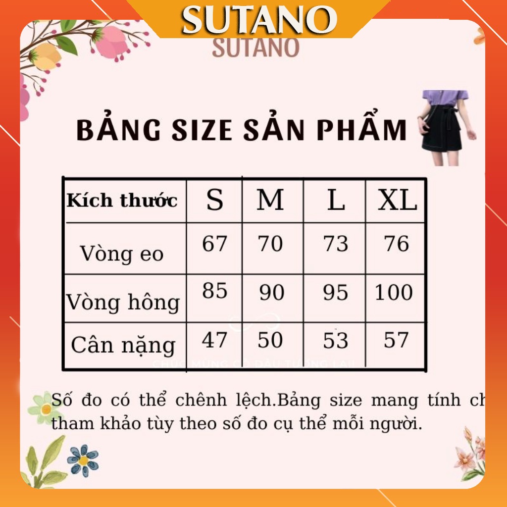 Chân váy chữ A trơn chỉ nổi có nơ buộc ngắn nữ CV463 SUTANO