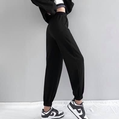 Quần jogger nữ thể thao bo gấu trơn vải thun da cá-035