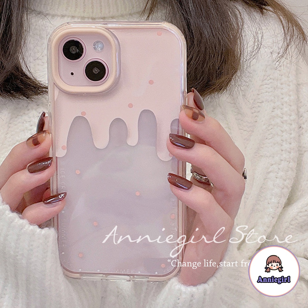 Ốp điện thoại TPU mỏng chống sốc mềm họa tiết kem hồng tan chảy thích hợp cho iPhone 14 13 12 11 Pro Max X Xs Max XR 8 7 Plus
