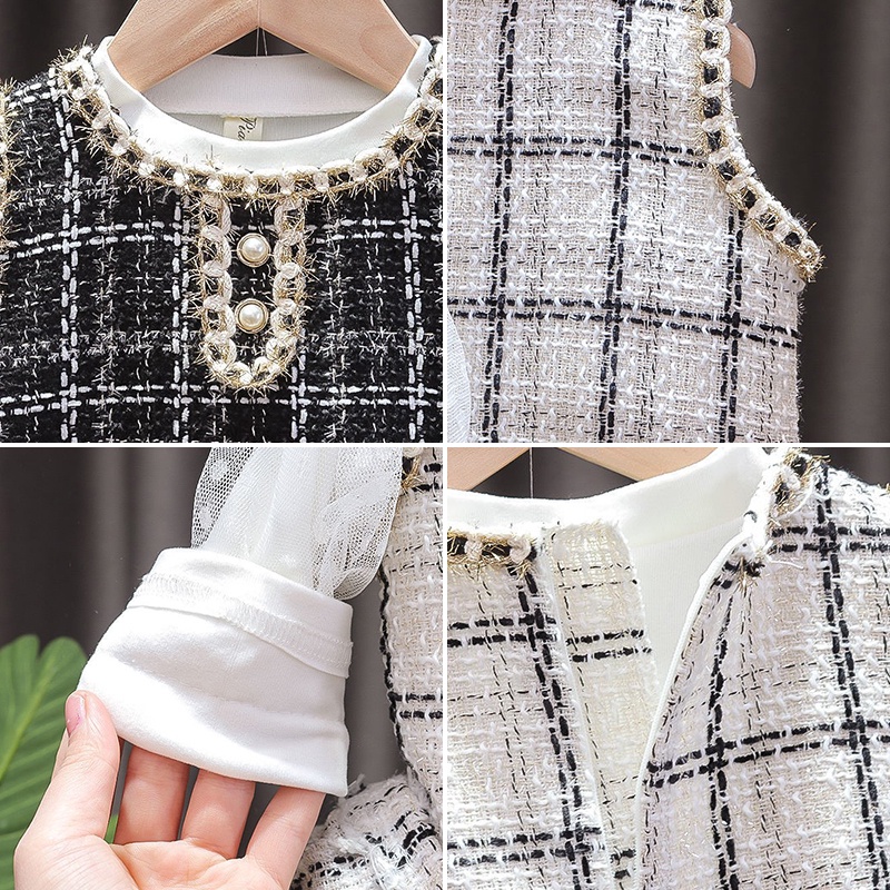 Áo Sơ Mi Kẻ Ô Ngọc Trai Thời Trang Cho Bé Gái Akkku