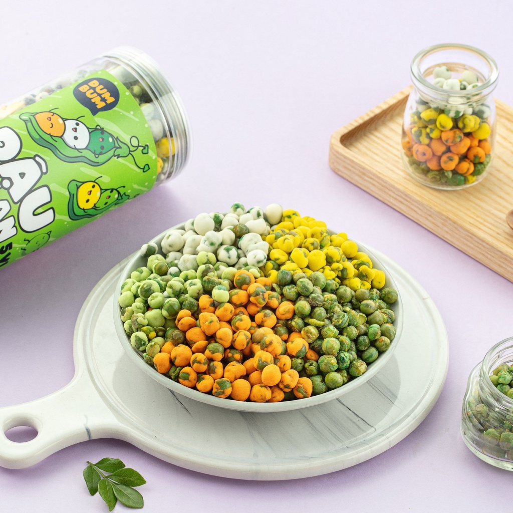 Đậu hà lan 5 vị wasabi phô mai tỏi ớt sữa rau củ dumbum đồ ăn vặt 430g