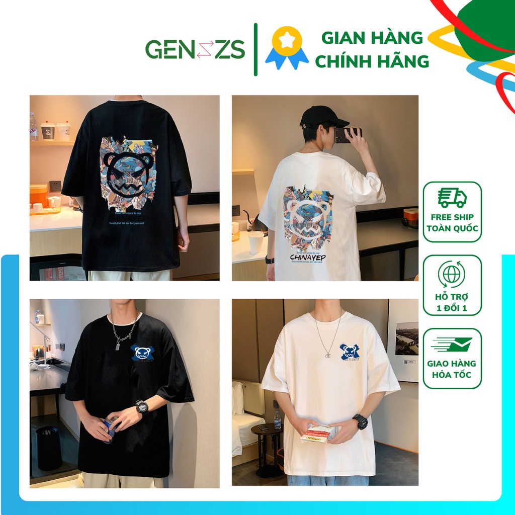 Áo thun Unisex GENZZS tay lỡ oversize form rộng phiên bản dành cho Nam