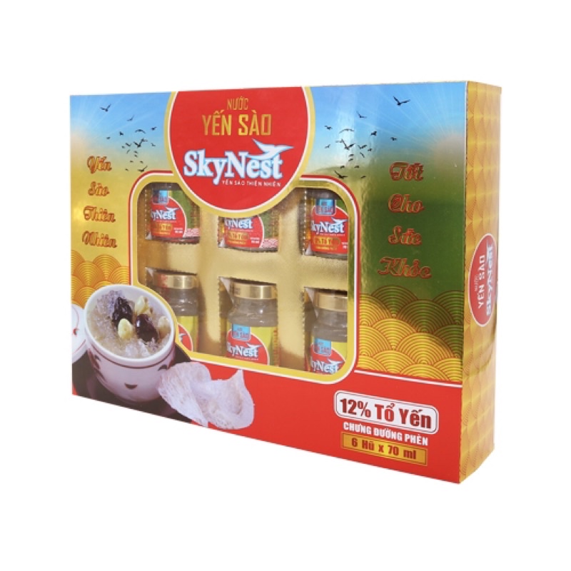 Yến sào hộp quà có 12% yến thật Skynest gồm 6 hủ 70ml, sản phẩm cao cấp bổ sung dinh dưỡng | BigBuy360 - bigbuy360.vn