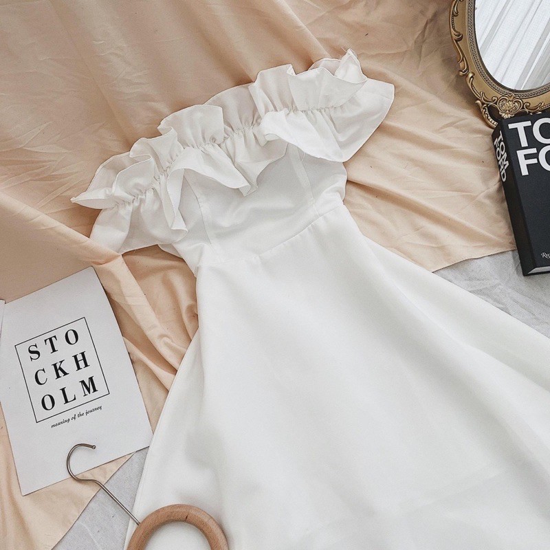 [Kiểu dài] Đầm dự tiệc trăng trễ vai bèo ngực CÓ MÚT NGƯC siêu dễ thương có lót toàn thân | BigBuy360 - bigbuy360.vn