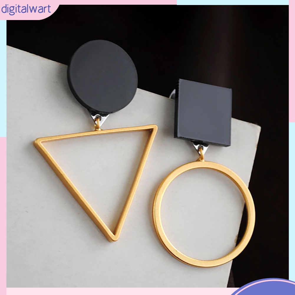 Khuyên tai bất đối xứng mặt hình học sáng tạo dành cho nữ