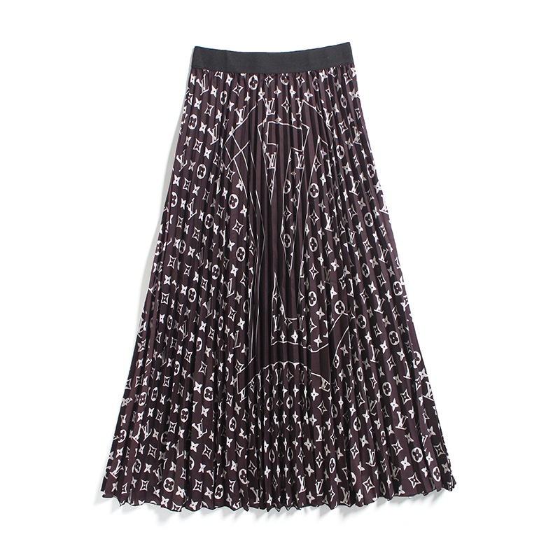 Chân Váy Midi Lưng Thun Xếp Ly In Chữ Thời Trang Mới 2022 Cho Nữ