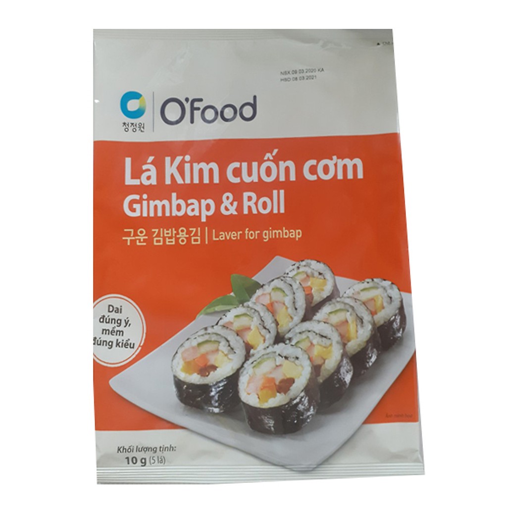 Lá Kim Rong Biển Cuốn Cơm, Gimbap, Sushi Hàn Quốc O'Food (5 Tấm)