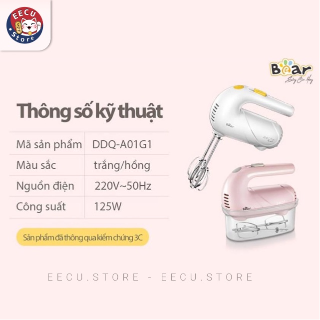 [Mã ELHA22 giảm 5% đơn 300K] Máy đánh trứng đánh kem trộn bột cầm tay chính hãng BEAR, 10 Tốc Độ, CS 300W - Eecu Store