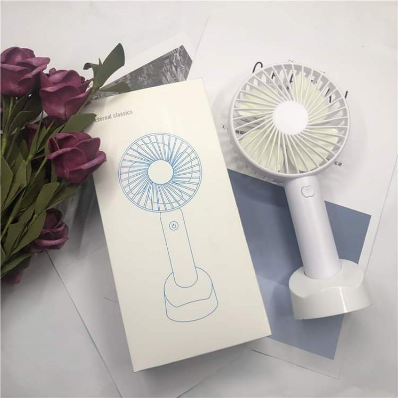 Quạt mini tích điện cầm tay có đế để bàn 3 tốc độ gió J9 | BigBuy360 - bigbuy360.vn