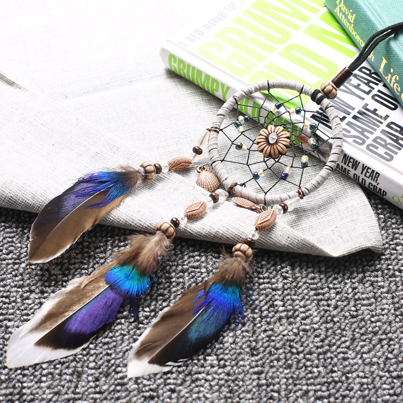 Dreamcatcher đính lông vũ đẹp mắt trang trí nội thất