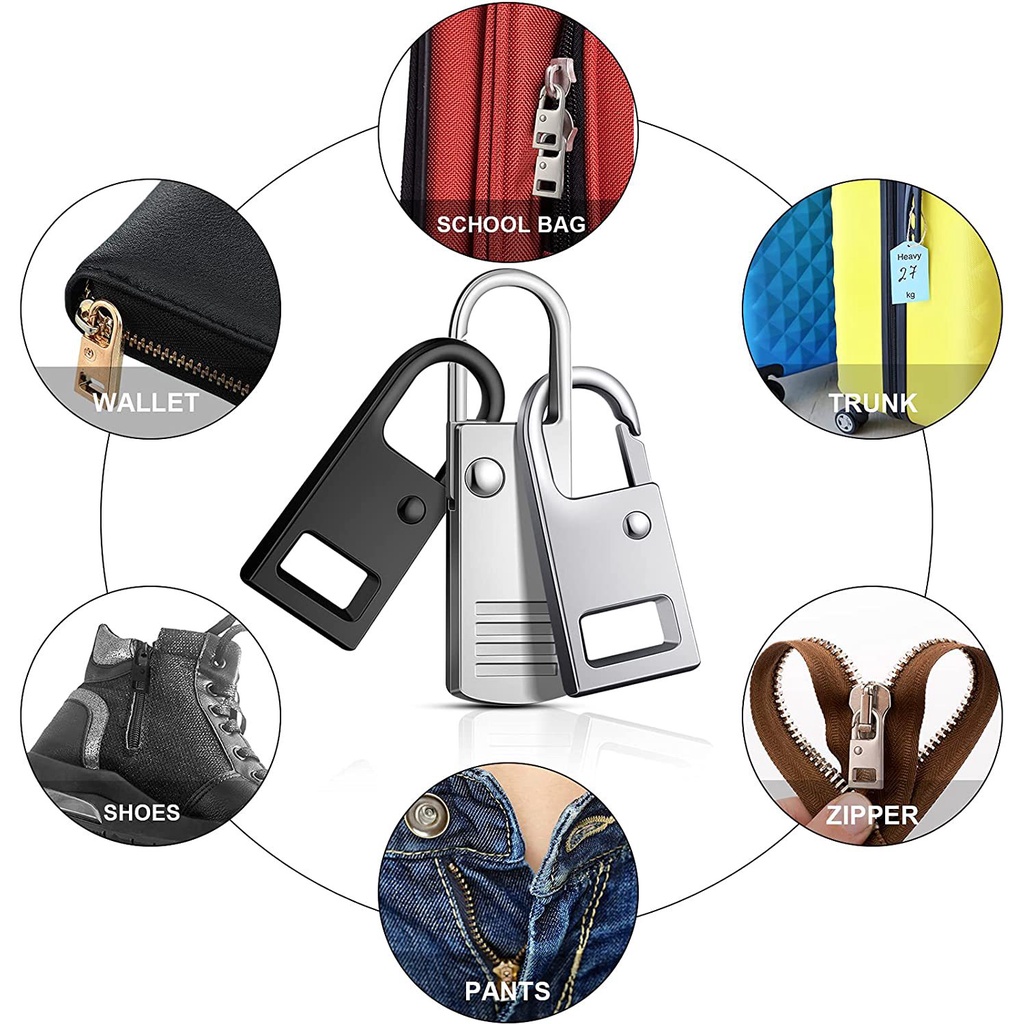 Set 5 Khóa Kéo Kim Loại Có Thể Tháo Rời Cho Quần Áo / Túi Xách / Áo Khoác / Giày