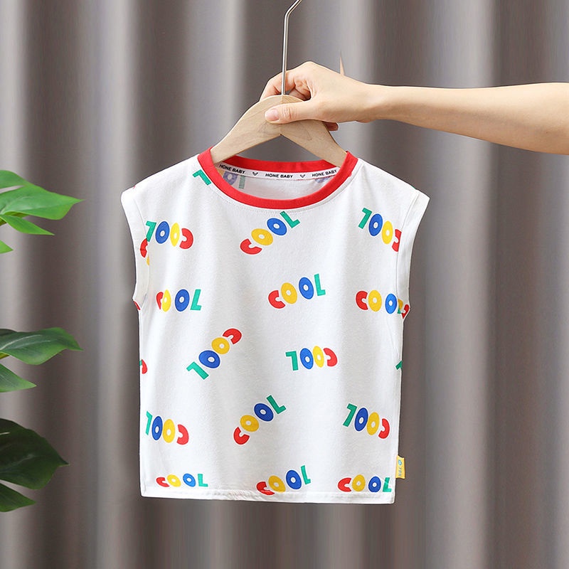 Áo Thun Cotton Sát Nách In Chữ Nhỏ Màu Sắc Tương Phản Thời Trang Mùa Hè Nhật Hàn Dành Cho Bé Gái 1-6 Tuổi 2022