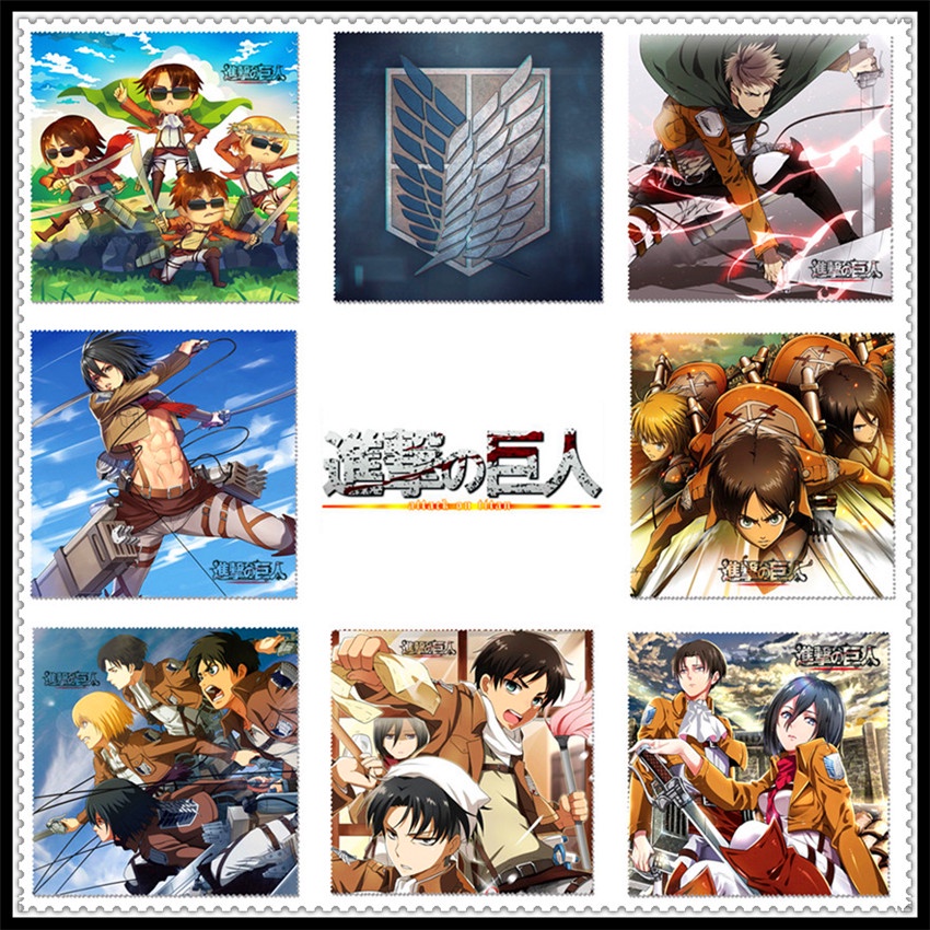 ★ Dụng Cụ Vệ Sinh Mắt Kính Họa Tiết Anime Attack on Titan ★ 1 Khăn Lau Kính, Màn Hình Điện Thoại