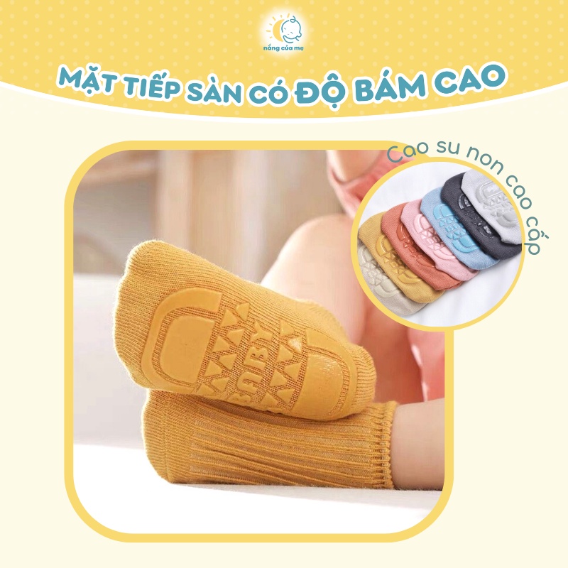 Tất Chống Trượt Cho Bé Nắng Của Mẹ cotton dệt thủ công mịn thoáng cùng đế cao su non bám dính tốt_ TRONXOE
