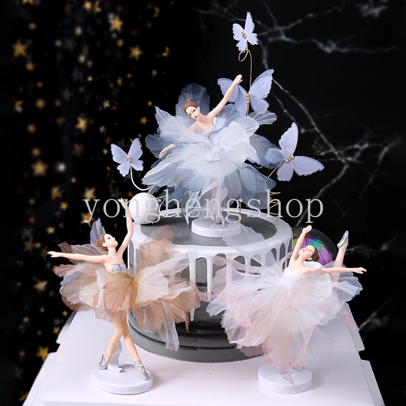Set 3 Que Cắm Trang Trí Bánh Hình Cô Gái Múa Ballet Xinh Xắn