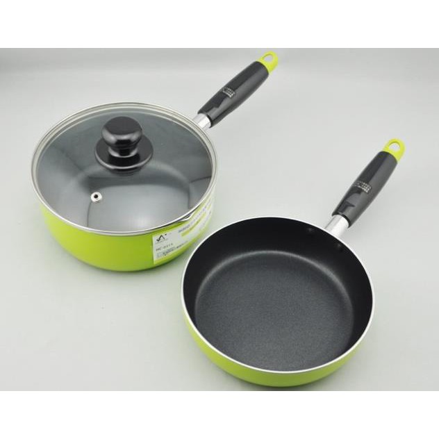 Bộ nồi &amp; chảo nấu cháo, bột 16cm Justcook Nhật bản cho bé