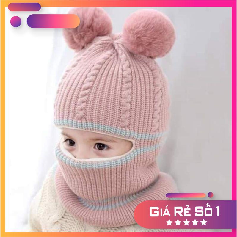 Mũ len ninja trùm kín đầu kín cổ lót nỉ ấm áp cho bé trai bé gái
