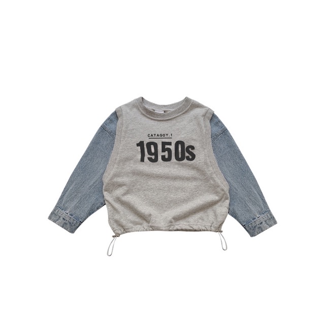 [Mã SKAMCLU7 giảm 10% cho đơn từ 0Đ] Áo Thun Dài Tay phối jean 1950s cho bé A400