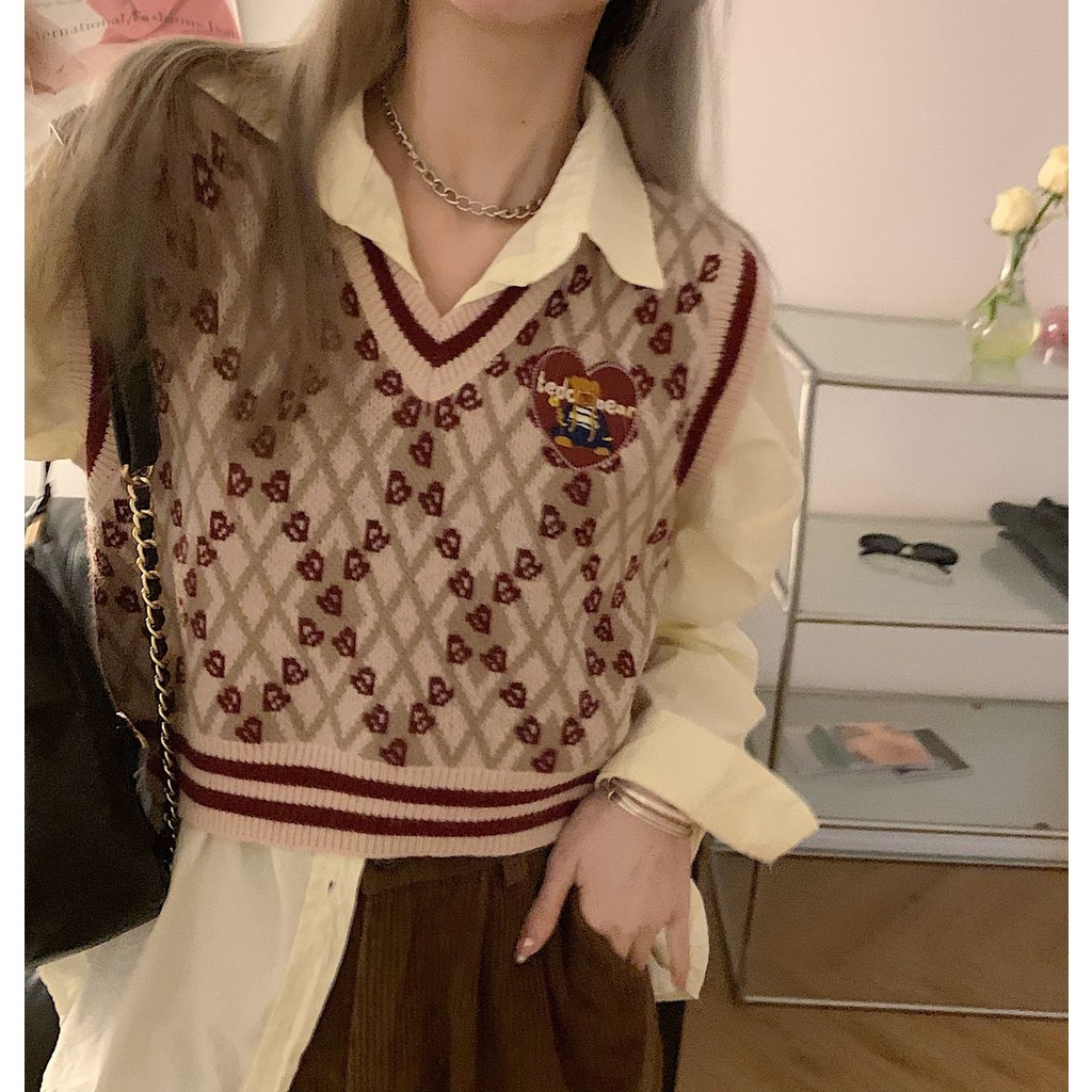 Áo Không Tay Cổ Chữ V Phong Cách Retro Thời Trang