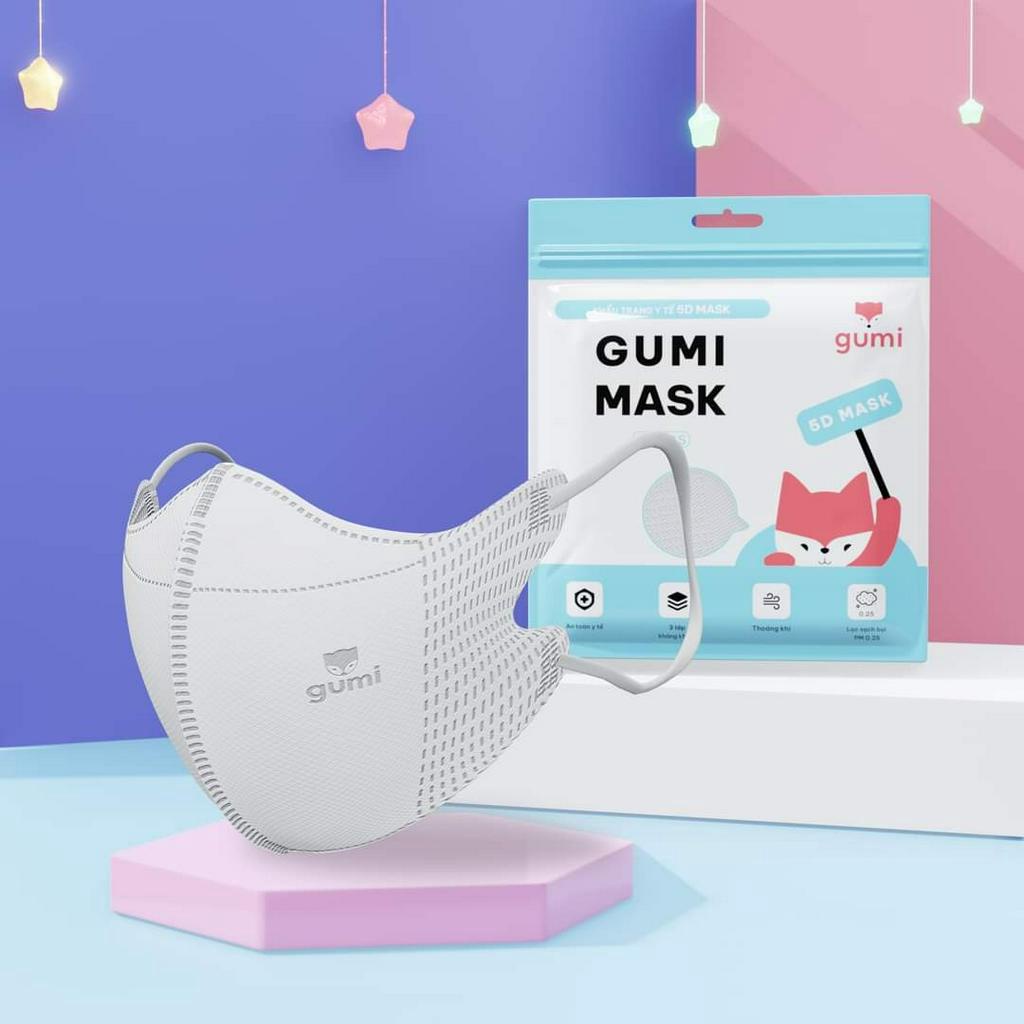 Khẩu trang, khẩu trang 5d Gumi mask 3 lớp kháng khuẩn lọc bụi PM 2.5