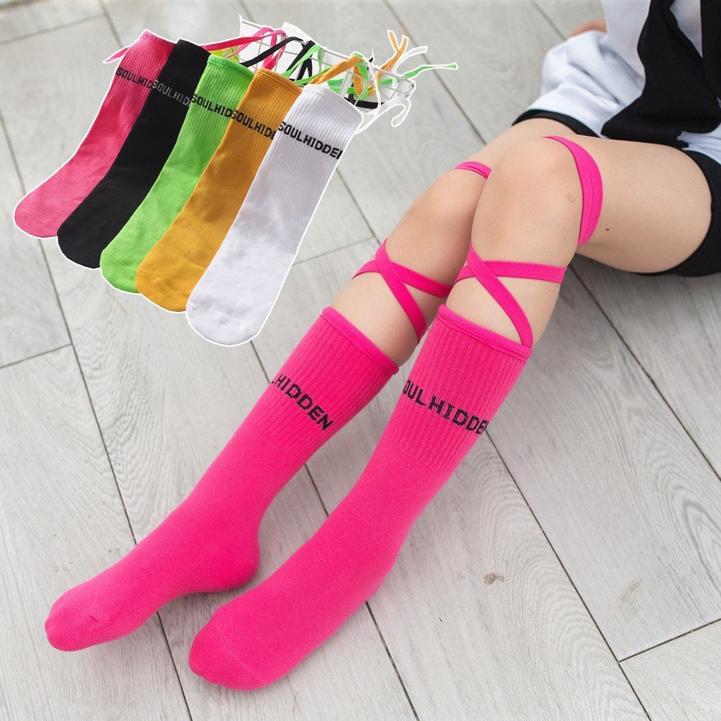 Vớ Cao Ngang Bắp Chân Đan Dây Chéo Thiết Kế Cá Tính Dành Cho Bé Gái 3-8 Tuổi