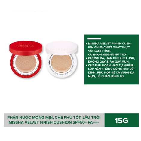 [Hàng Công ty nhập khẩu] Phấn Nước Missha Mỏng Mịn, Che Phủ Tốt, Lâu Trôi - Misha Velvet Finish Cushion SPF50+ PA+++