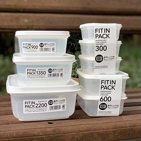 Hộp nhựa nắp dẻo màu trắng FIT IN PACK nhiều size - Nội Địa Nhật Bản