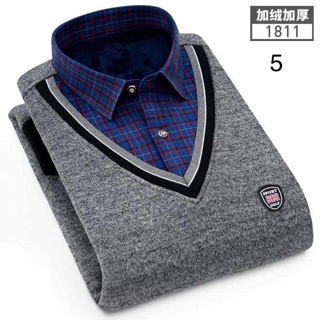 Áo len phối sơ mi lót nhung