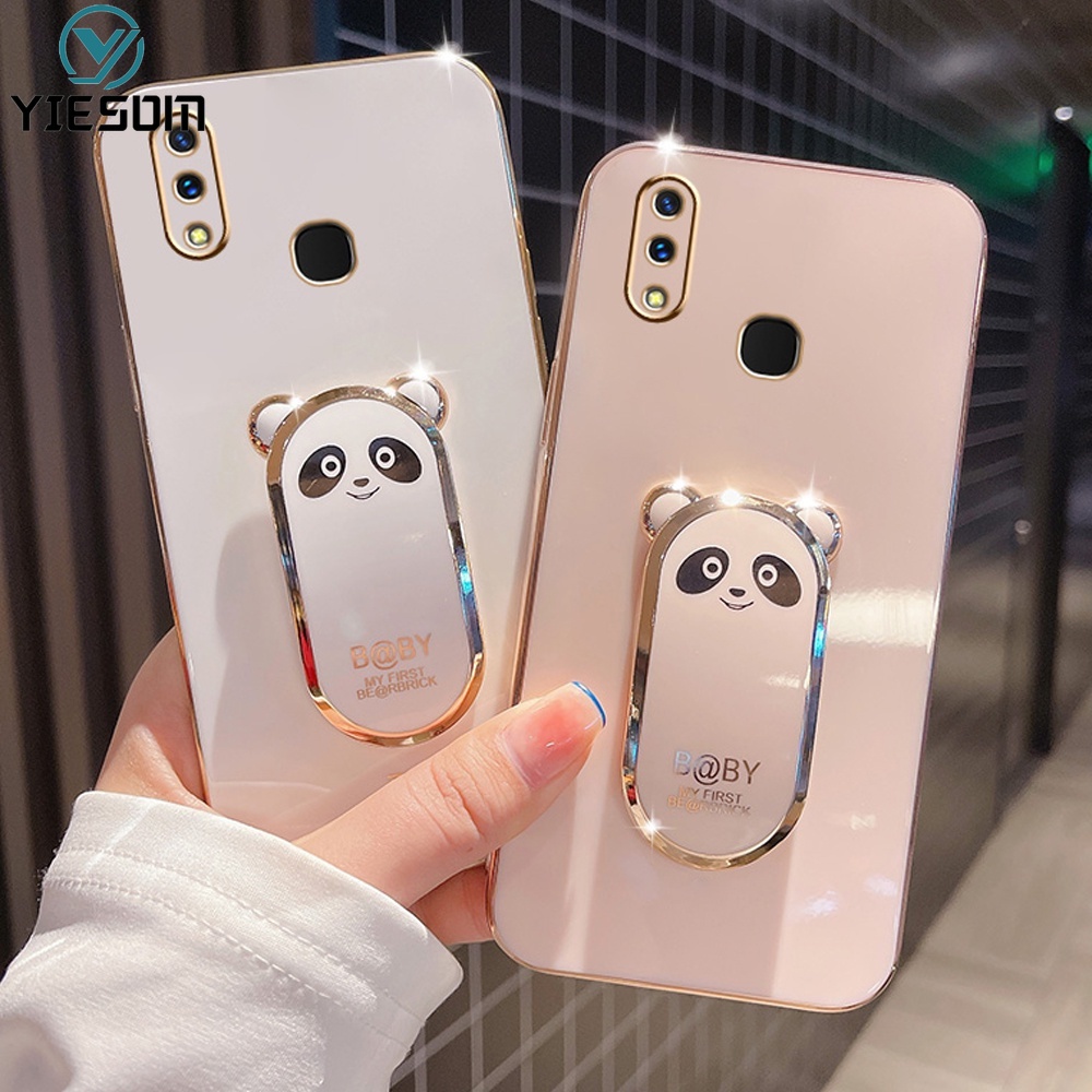 Ốp Điện Thoại Silicon Dẻo Mạ Màu Kèm Giá Đỡ Cho Vivo Y95 Y91 Y93 Y91C Y1S Y50 Y30 Y30i Y71 Y79 Y85 Y66 V9 V7 Plus V5