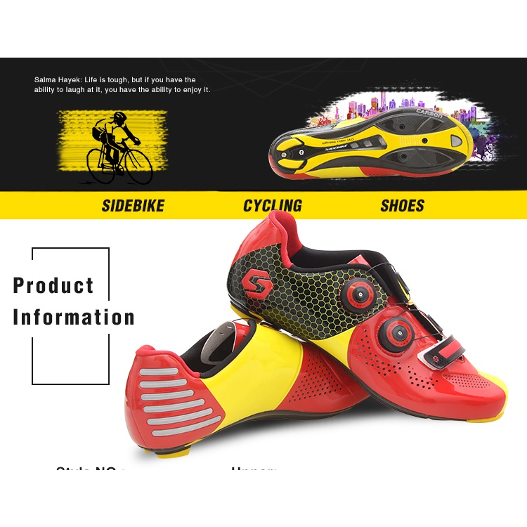 Giày Xe Đạp Sidebike SD011 PRO RD – Red&Yellow Đế Carbon