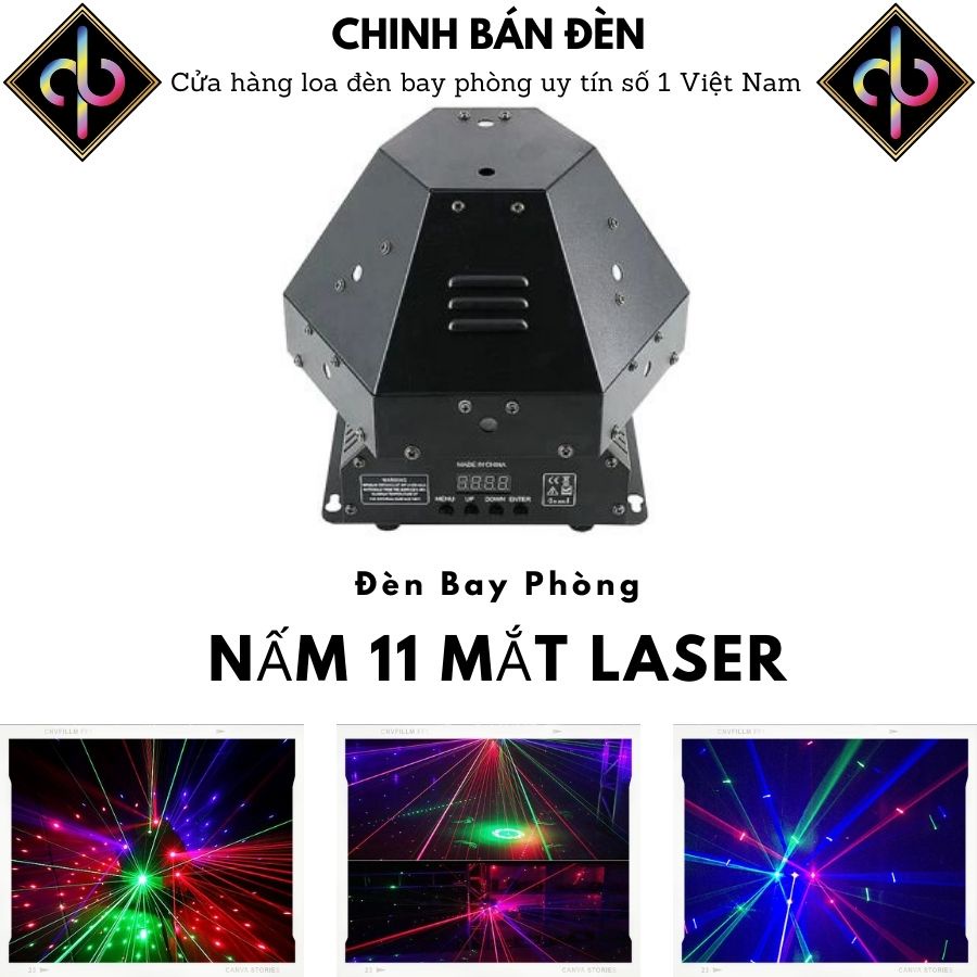 Đèn Nấm Laser 11 Mắt Hiệu Ứng Galaxy Quét Tia Hoa Văn Dành Cho Karaoke, Sự Kiện, Tiệc Cưới, Phòng Bay.