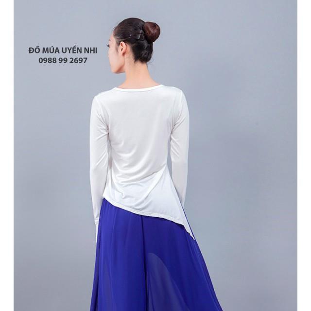 Áo tập múa xẻ tà dài tay xỏ ngón  - Đồ Múa Bảo Châu
