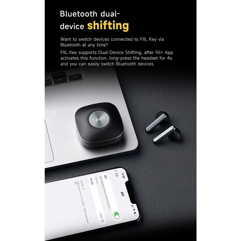 Fiil keyTai Nghe Bluetooth 5.3 TWS Không Dây Hỗ Trợ Fiil+ Android Kèm 15EQs FIIL Key
