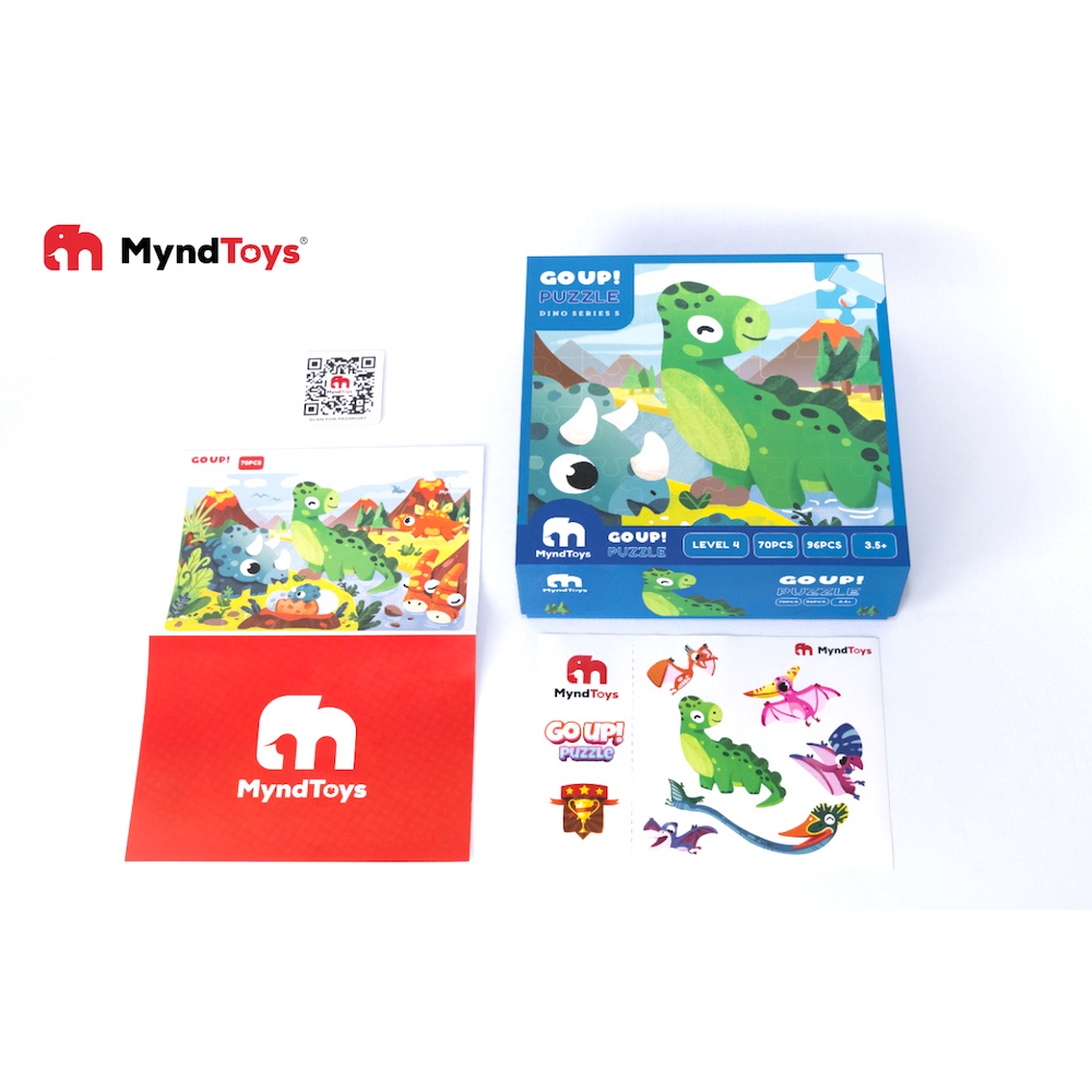 Ghép Hình Khủng Long Dino Series S (xanh) Puzzle MyndToys - Cấp Độ 4+ Cho Bé từ 3,5 Tuổi