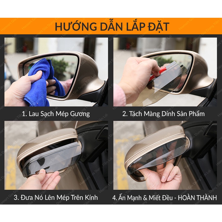 Vè Che Mưa Gương Chiếu Hậu Ô Tô PVC Dẻo Dán Kính Chống Nước Chống Loá Đi Mưa Tiện Lợi