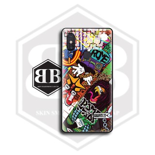 Ốp lưng kính cường lực Xiaomi Mi 8 hình in graffiti cực đẹp