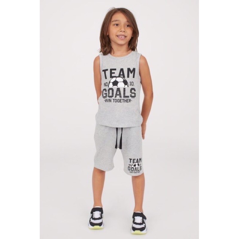 Set bộ ba lỗ bé trai Team goals săn sale US size 4-6y