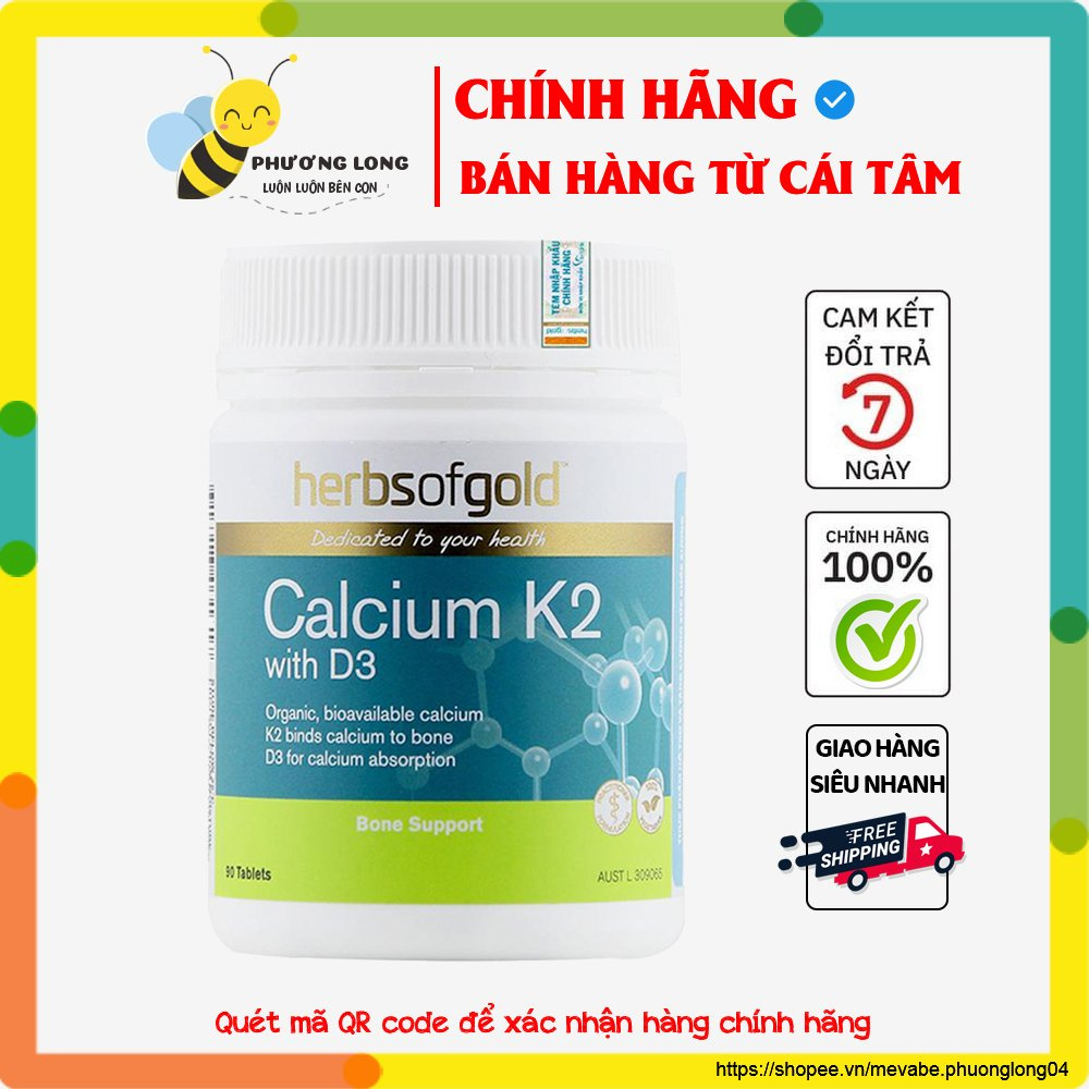 Herbs Of Gold Calcium K2 With D3 - Viên uống bổ sung canxi