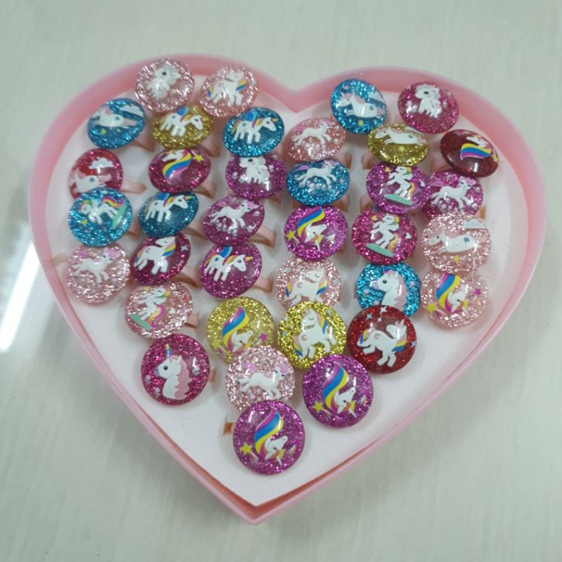 Hộp 36 Nhẫn hình ngựa pony Dễ Thương Cho Bé gái