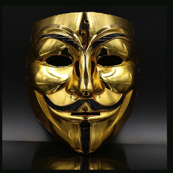 Bán Mặt nạ hóa trang hacker anonymous mạ vàng bạc - Mặt nạ halloween