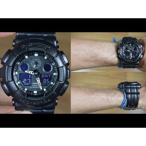 Đồng hồ Nam G-Shock Casio dây nhựa kim-điện tử GA-100BT-1ADR - Chính hãng Casio Anh Khuê