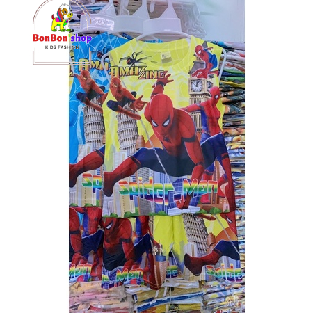 3DSNN07_Bộ siêu nhân 3d thái mát lạnh cho bé trai, Đồ bộ sát nách cho be trai từ 1t-4t