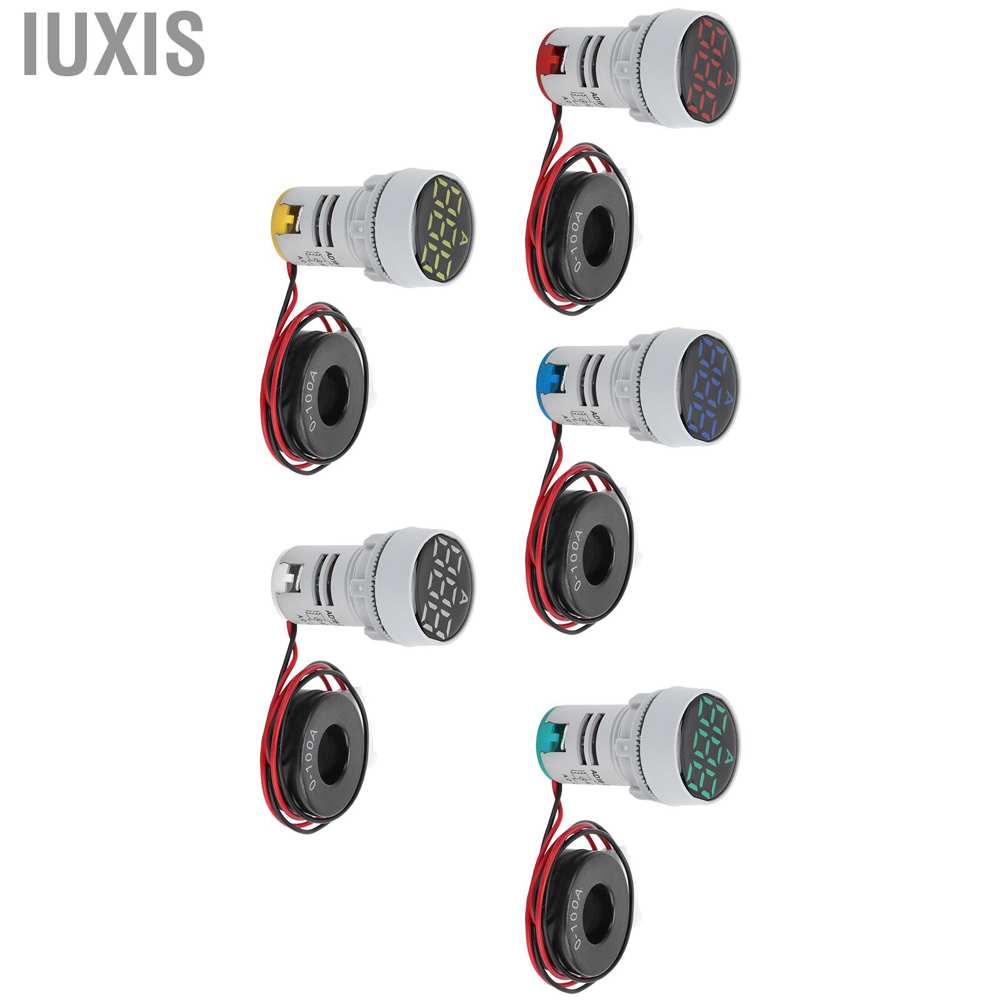 Iuxis Digital Current Meter Crystal Panel Ammeter Round Signal Indicator AC 220V AD16‑22DSA