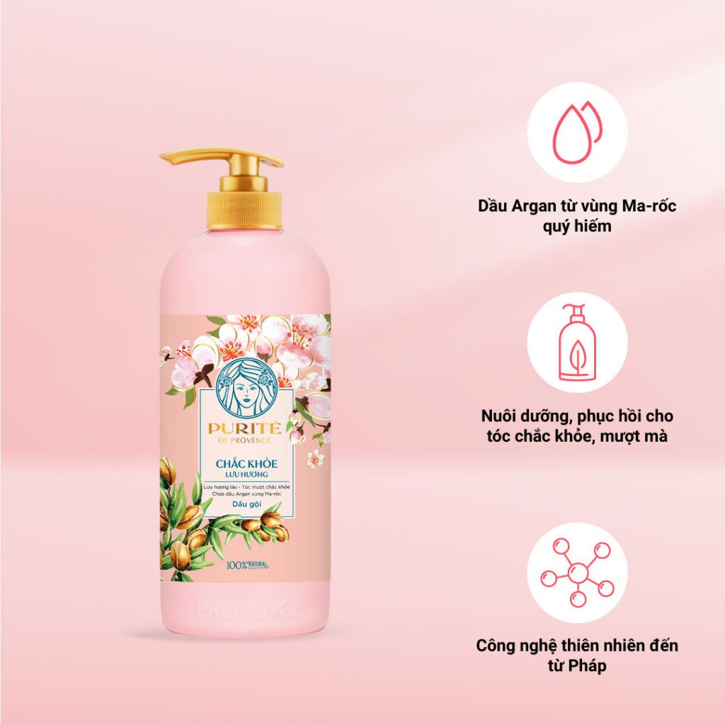 Dầu Gội Purite Hoa Anh Đào và Hoa Hồng 600ml